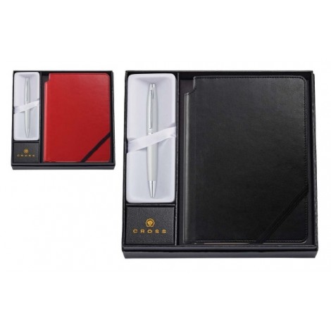 Cross Calais Satin Chrome BP pen + Medium journal set