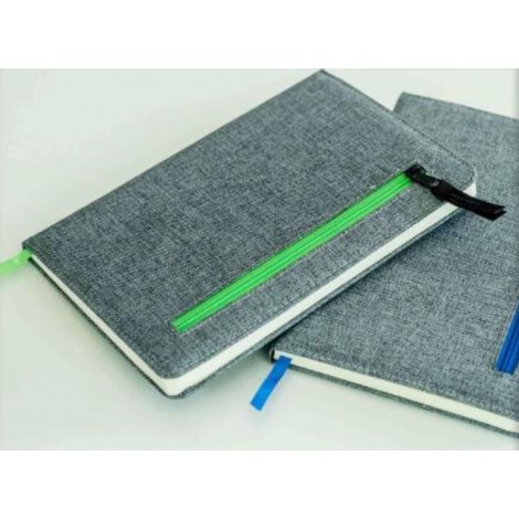 Cotton linen cover notebook with zipper pocket