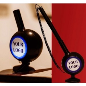 Desktop pen with light-up logo stand