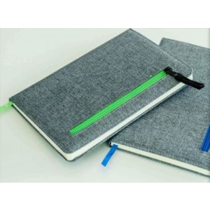 Cotton linen cover notebook with zipper pocket