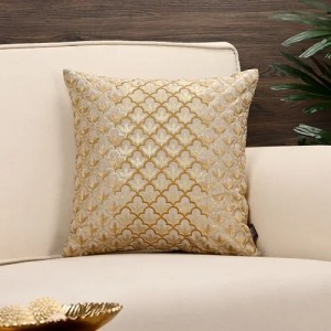 Golden floral foil printed cushion cover